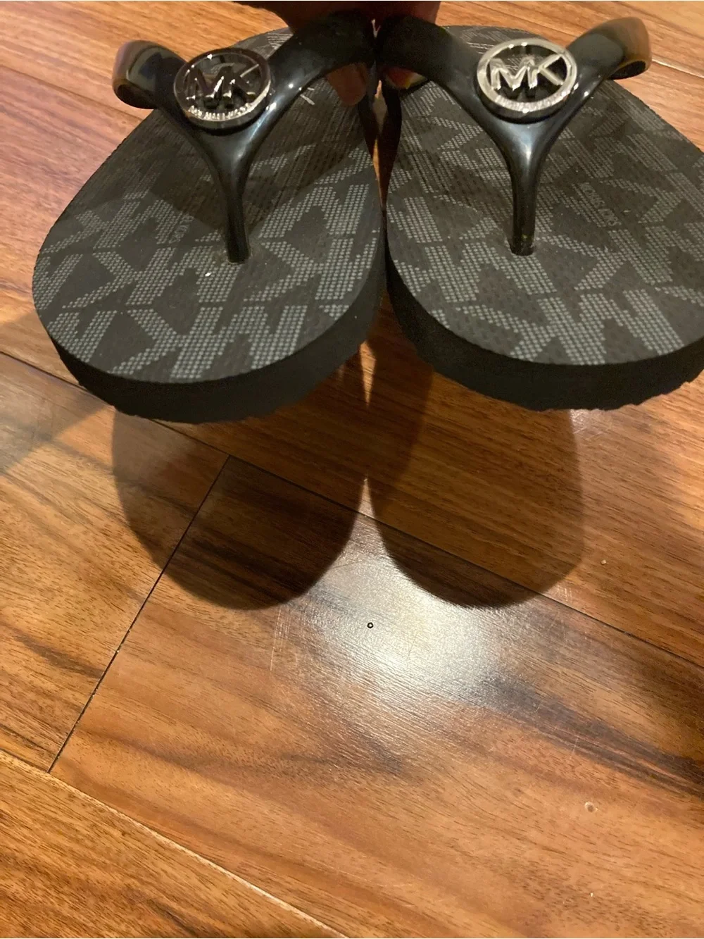 Michael Kors MK Logo PVC Mini Jet Set Print Women's Flip Flops Size 10